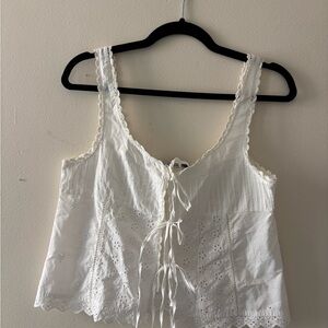 Tie front eyelet blouse